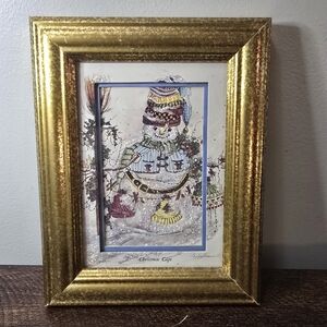 Peggy Abrams Christmas Caps Signed Framed Matted Print